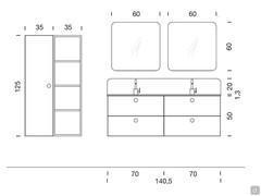 140 cm Badmöbel für Badezimmer N102 Frame - Zusammenstellung und Diagramme für optionale Hängeschränke