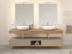 Duetto Badezimmer-Wandkonsole cm 225 t.50 aus Eiche Natur gebeizt mit Doppelwaschtischaufsatz