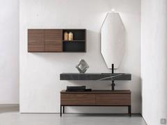 N81 Atlantic Badezimmerschrank mit Metallrahmen, Schubladen und Waschtisch mit integrierter Becken (schwarzer Siphon nicht verfügbar)
