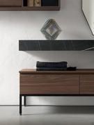 Elegante, mattschwarze Aluminiumstruktur für Unterschränke mit Schublade und passender 1,8 cm starker Platte (Melamin in Holzoptik 218 Vic nicht erhältlich)