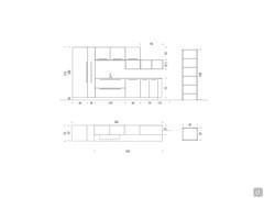 Spezifische Abmessungen der Wäschezusammenstellung Oasis L02 (Diagramm mit optionaler offener Hochschrank)