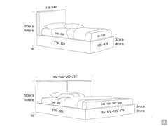 Polsterbett Tamarino aus Stoff mit abnehmbarem Bezug - Modelle & Maße (* Vermerk: Kingsize- und Super Kingsize-Modelle sind nur mit 200 cm tiefen Lattenrosten erhältlich)