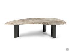 Beistelltisch 100 x 65, Höhe 30 cm, aus Marmor Iris Heaven. Ideal für die Platzierung vor dem Sofa.