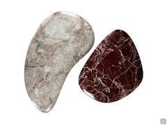 Paar Beistelltische aus Marmor Dedalo, in den Ausführungen Iris Heaven und Rosso Levanto