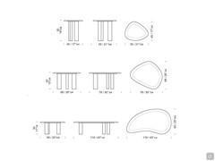 Muster und Abmessungen der drei verfügbaren Dedalo-Beistelltische