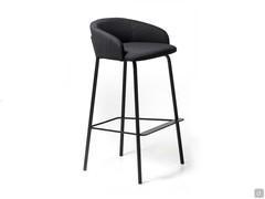 Designer HockerJust mit schwarzer Struktur mit Stoff bezogenem Sitz