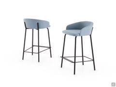 Design-Hocker mit Venedig-Polsterung und schwarz lackiertem Metallgestell