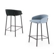 Design-Hocker mit Venedig-Polsterung und schwarz lackiertem Metallgestell