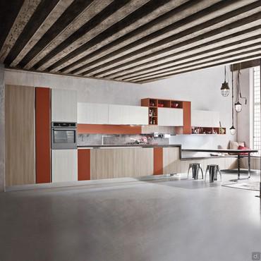 Moderne Küche in Weiß und Holz Six 08