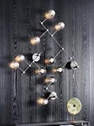 Wandleuchte Circuit mit Metallrahmen mit Titanprägung und Glasdiffusoren