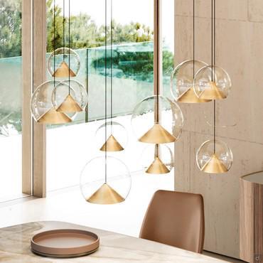 Lola-Kronleuchter mit Glas- und Metalldiffusoren