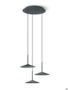 Dreiflammiger LED-Kronleuchter Poe mit grau lackierter Metallrosette und dazu passenden Polycarbonatabdeckungen