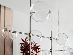 Bloom-Lampe von Cattelan - Modell B - gebürstetes Messing mit lackierten Metalleinsätzen zur Abdeckung der strukturellen Verbindungen
