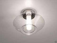 Deckenleuchte Tetide im Modell mit 18 cm Durchmesser, aus transparentem Glas mit Metallbasis in Chrom