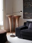 Stehlampe G.O. von Oluce mit verstellbarem Arm und schwenkbarem Diffusor