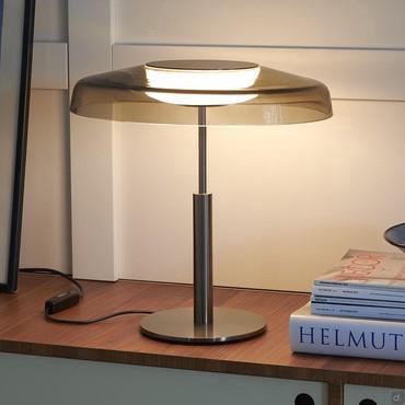 Retro-Tischleuchte aus Rauchglas Dora von Oluce