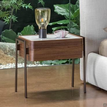 Nachttisch mit Marmorplatte Partout von Bonaldo