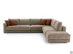 Ecksofa Clive Outlet mit großen, bequemen Sitzflächen, Federkissen und hohen Armlehnen