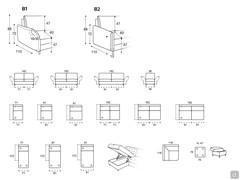 Verfügbare Elemente und Modularität für das Schlafsofa Dover