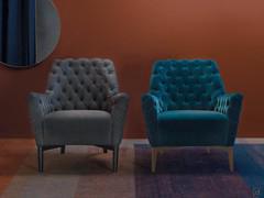 Elegante Lounge-Sessel Lynn Capitonné mit Holz- bzw. Metallgestell