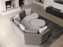 Gebogenes Ecksofa Ravel komplett mit Ottomane