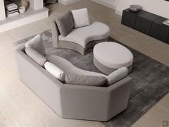 Gebogenes Ecksofa Ravel komplett mit Ottomane