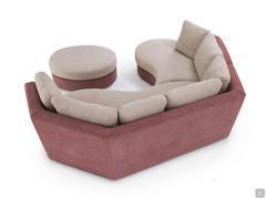 RavelRückansicht des Sofas, mit zum Sockel passender Rückenlehne in der zweifarbigen Ausführung. Kissen für die Rückenlehne sind im Lieferumfang enthalten