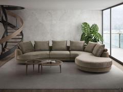 Großes Sofa mit panoramisch geschwungener Halbinsel Cancun für Wand-, Eck- oder sogar Mittelstellung