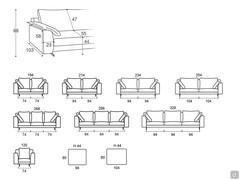 Elemente und Modularität für das Sofa Arren: lineare Sofas, Sessel und Ottomane