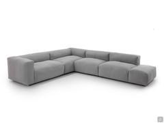 Modulares Sofa bestehend aus zwei 145 cm langen Endstücken, zwei 100 cm langen Mittelstücken und einer 50 cm langen Ottomane