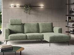 Modulares Ecksofa Agadir, bezogen mit vollständig abnehmbarem Stoff. Zusammensetzung mit 154 cm Seite und 86 x 162 cm Chaise Longue