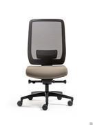 Armloser Home-Office-Stuhl Elon mit schwarzer Schale, schneller Synchronmechanik und schwarzem Polyamid-Fußkreuz