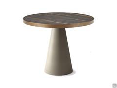 Saturno Bistrotisch von Cattelan mit Platte aus Keramikstein in Marmoroptik Portoro matt, Untergestell aus Metall mit Titanprägung und Kante in Brushed Bronze