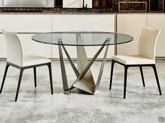 Skorpio Tisch von Cattelan in der runden Version mit transparenter Kristallglasplatte