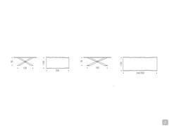 Spyder Tisch mit Holzplatte - Diagramme und Abmessungen von Modellen mit unregelmäßigen Kanten