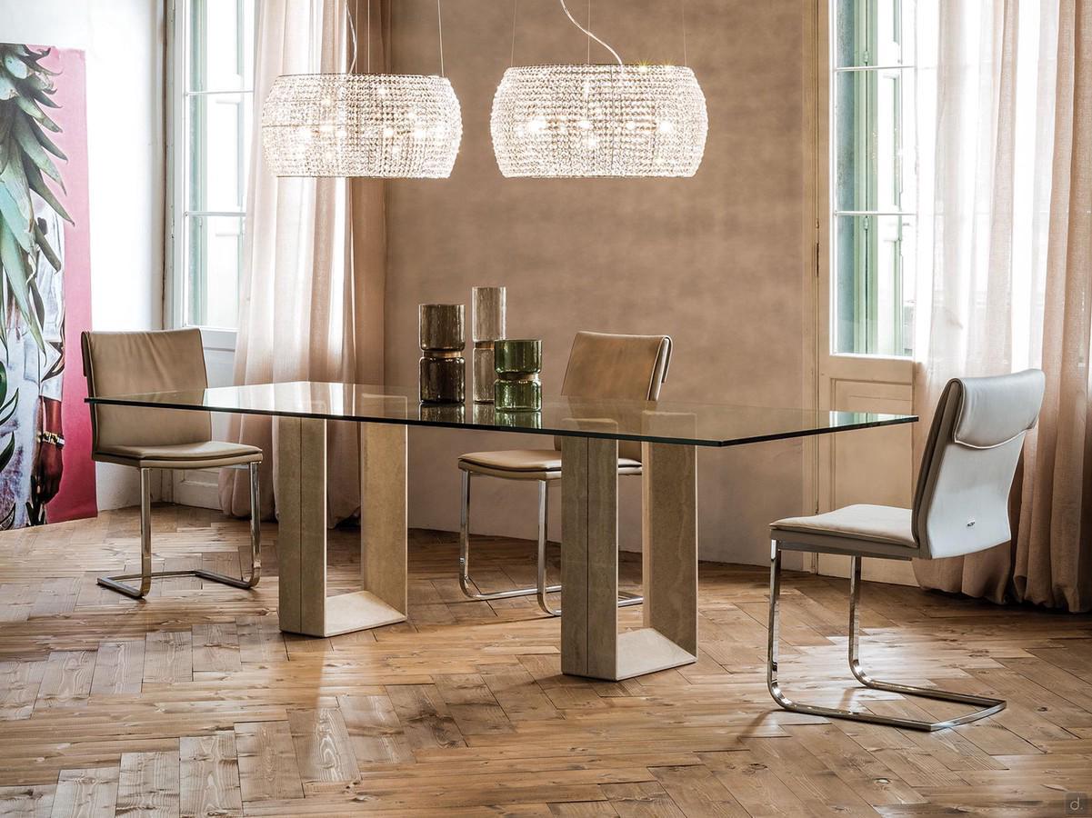Diapason Tisch von Cattelan mit Glasplatte und Marmorbeinen