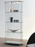 Concerto Vitrine von Cattelan, gepolstert mit Leder, mit Türen und Einlegeböden aus transparentem Kristallglas
