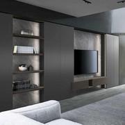 Lounge-Hochschrank mit vertikalen LED-Leisten an den Seiten