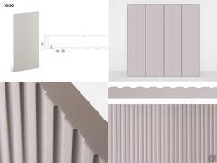 Wandkombination aus der Kollektion Lounge – Verarbeitung „10:10” mit vertikalen U-förmigen Einschnitten, 10 mm, Stärke 2 (nur für lackiertes Holz erhältlich)