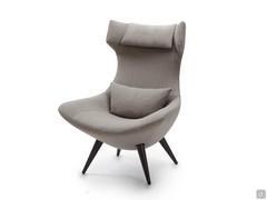 Olivia high back wing armchair with wooden feet