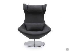 Olivia high back wing armchair covered in fabric with removable headrest and lumbar support cushions