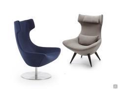 Olivia wrap-around armchair in leather, eco-leather or fabric by HomePlaneur