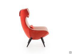 Laterla view of Olivia armchair with wengé wooden feet