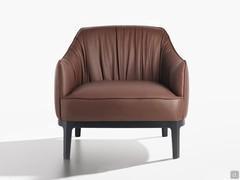 Blossom leather armchair with wooden legs