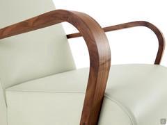 Detail of the curvature of the solid walnut Canaletto wood armrests