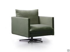 Aker fabric swivel armchair also available with faux-leather, velvet or leather upholstery