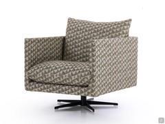 Aker swivel armchair with feather filled seat and back cushions and Tamerice geometric pattern fabric cover