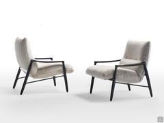 Sintra upholstered armchair with wooden frame and fabric cover