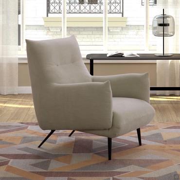 Upholstered armchair with high metal feet Tangiers