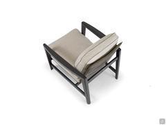 Top view of the Halley armchair highlighting its compact proportions